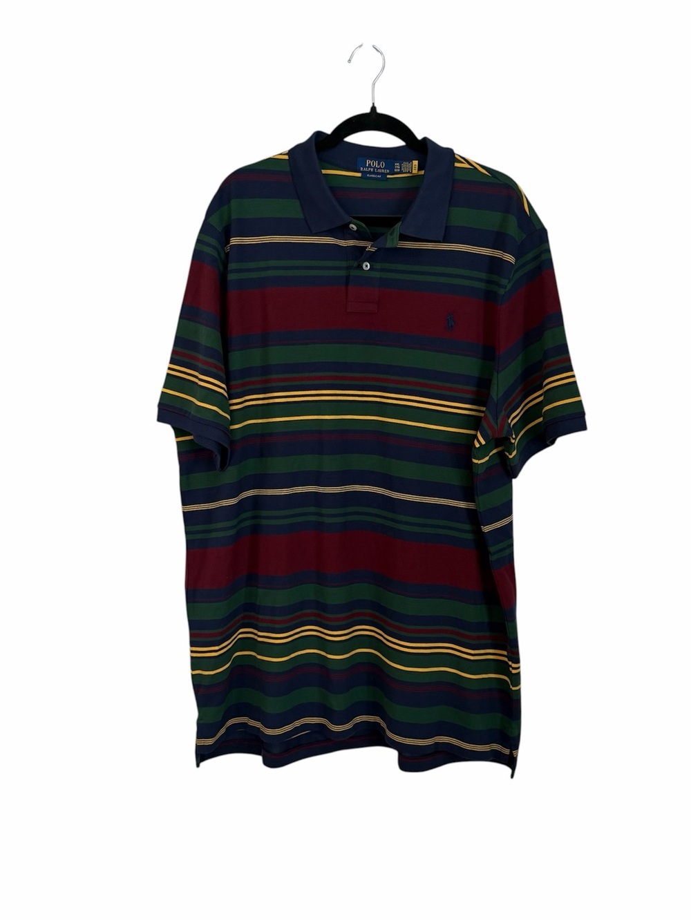 Polo Ralph Lauren Classic Fit Men’s Navy Striped Short Sleeve Polo Sz XXL GUC